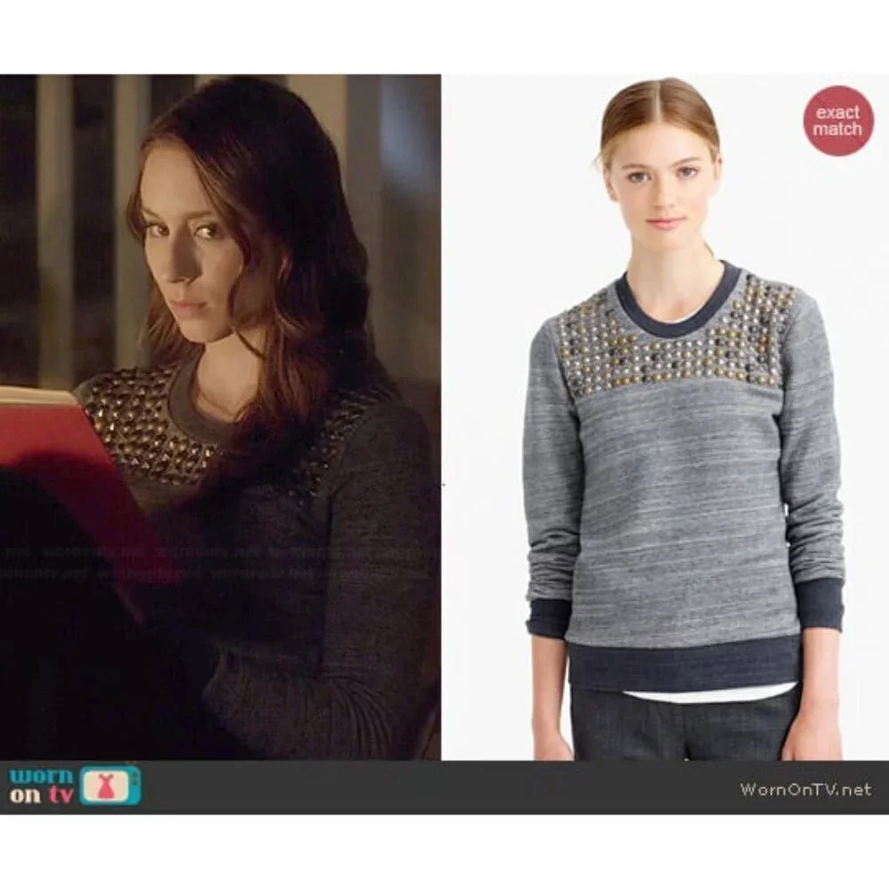 J. Crew 100% Cotton Gray Blue Marled Studded Sweater B1444 As Seen On TV